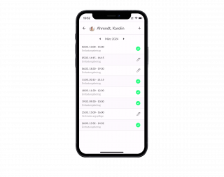 Übersicht der erfassten Zeiten in der Kilanka App
